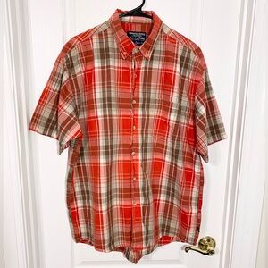 Moose Creek Plaid Short Sleeve Button Down Shirt Red Men’s XL